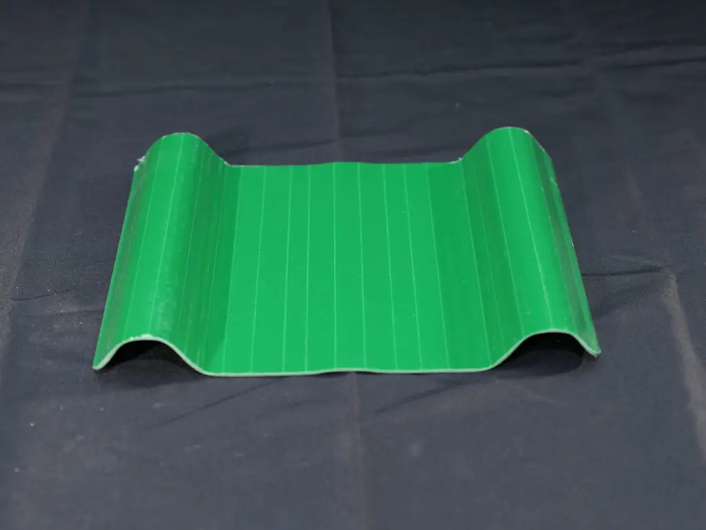 Green corrugated PVC roofing sheet profile sample